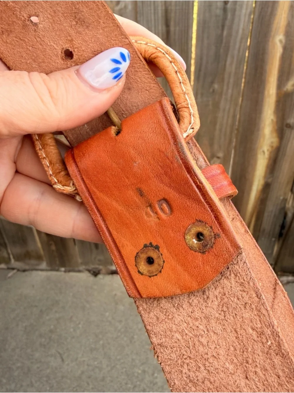 Vintage Braided Leather Belt in Cognac and Cream Size 40